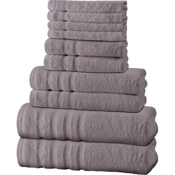 Luxuriöses 12er Handtuchset, grau, 50% Bambus-Baumwolle, 450 g/m². Extrem kuschelig & saugstark für optimale Wohlfühl-Erlebnisse