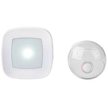 Preview: Drahtlose Funk-Türklingel (weiss, IP44): 36 Melodien + LED-Licht - für Haus, Wohnung, Büro. Einfache Installation - Top-Klang