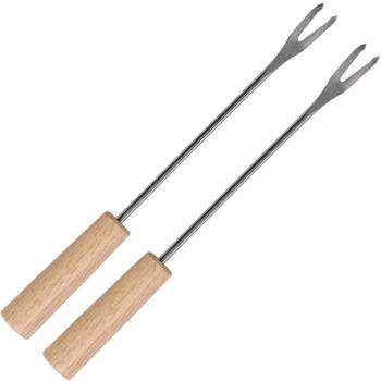 Preview: 2er-Set Fondue-Set für je 1-2 Personen, Porzellan & Metall, Beige-Schwarz – Mit Teelicht-Rechaud & 2 Fonduegabeln – Für Käse, Fleisch oder Schokolade