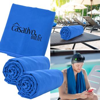 3er-Set Mikrofaser Bade- & Reisehandtuch XL - schnelltrocknend & saugstark - 180x90cm - ideal für Strand, Sport & Sauna - blau