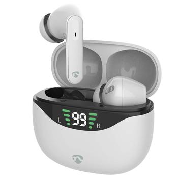 Kabellose Bluetooth 5.3 Kopfhörer mit Active Noise Cancelling (ANC), kristallklarem Sound, Ladebox mit Display, weiss, hoher Tragekomfort