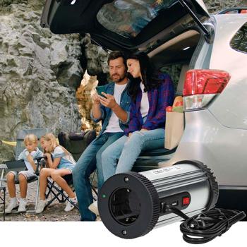 Preview: Kfz-Wechselrichter 12V auf 230V - USB-Ladeport für Smartphones & Tablets - 300W Spitzenleistung- Ideal für Reise, Wohnmobil & Boot