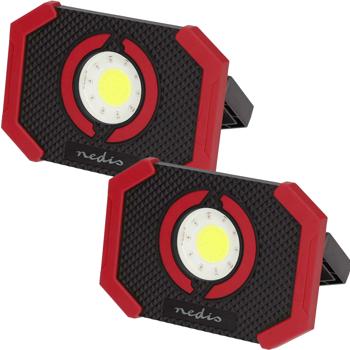 Preview: 2er-Set COB-LED Arbeitsleuchte & Powerbank - 1000lm, Akkubetrieb, freihändig mit Magnet - IP21, USB-C, 5 Modi, 180° Stativ