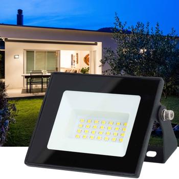 LED Aussenstrahler aus Aluminium - 1620lm, 20W, kaltweiss (4000K) - IP65 wasserfest für Garten & Terrasse - Kompakt (12.6x11.4x2.8 cm)