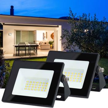 2er-Set LED Aussenstrahler aus Aluminium - 1620lm, 4000K kaltweiss - Wasserdicht IP65, 20W, flexibel verstellbar für Garten & Terrasse
