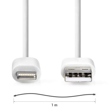 Preview: MFi Zertifiziertes iPhone Ladekabel, 1 Meter, weiss – USB-A auf Lightning – Für sicheres und schnelles Laden aller kompatiblen iPhones