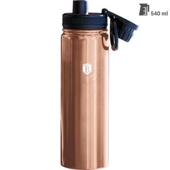 Preview: 2er-Set Trinkflasche Rosé-Gold - Ideal für Sport & Unterwegs - 540ml Edelstahl-Sportflasche mit rutschfestem Silikonboden - Heiss/Kalt - Modern & Zeitlos
