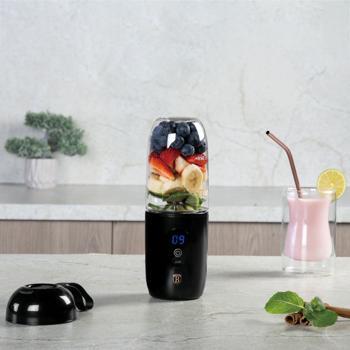 Preview: To-Go-Mixer (USB), 120-130W, LED Anzeige, kraftvoll - schwarz-roségold, edles Design - Smoothies to go – stilvoll & stark
