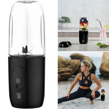 To-Go-Mixer (USB), 120-130W, LED Anzeige, kraftvoll - schwarz-roségold, edles Design - Smoothies to go – stilvoll & stark