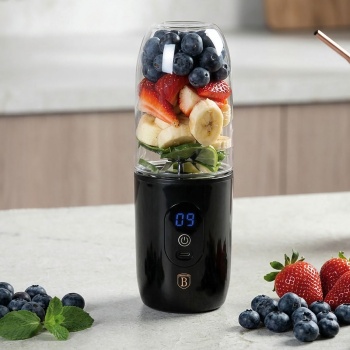 Preview: Smoothie To-Go-Mixer, 460ml, USB, 120-130W, LED Anzeige, kraftvoll - schwarz-roségold, edles Design - Smoothies to go – USB Mini Standmixer
