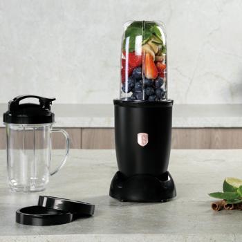 Preview: Stylischer Multifunktionsmixer schwarz-rosegold (400W) - Einfache One-Touch-Bedienung, Eis-Crusher - Ideal für Smoothies, Shakes, Suppen & mehr