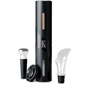 Preview: Elektrischer Weinflaschenöffner, rosé-gold, inkl. Vakuumverschluss & Ausgiesser. Mühelos Weinflaschen öffnen, Wein frisch halten, stilvolles Design