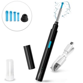 Preview: WLAN Ohrreiniger mit HD-Kamera, schwarz, IP67, für Android/iOS – Kabellos, Akku, inklusive 5 Ohrlöffel, sichere Ohrreinigung