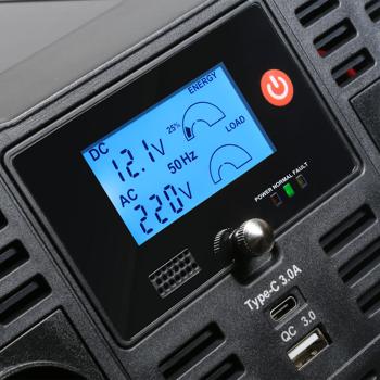 Preview: Profi Kfz-Wechselrichter 12V auf 230V mit 2 Steckdosen & USB Quick Charge: Mobile Stromversorgung für unterwegs, Leistungsstark und vielseitig