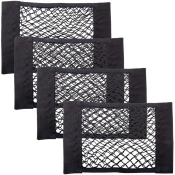 4er-Set Kofferraum-Gepäcknetz - Sichere Aufbewahrung für Verbandtasche & Einkäufe - Hochelastisches Nylon, 40x25cm, Klettstreifen