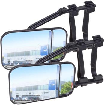 2er-Set Wohnwagen- & Anhängerspiegel für KFZ - rechts/links, schwarz, ABS, Konvex/Flach- Sichere Fahrt & klare Sicht – Zuverlässige Zusatzspiegel