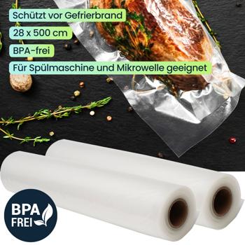 Preview: Vakuumiergerät 110 Watt - Effektives Vakuumieren fester & flüssiger Lebensmittel für Sous-Vide & Marinieren - Inkl. 3er-Folienrollen Set
