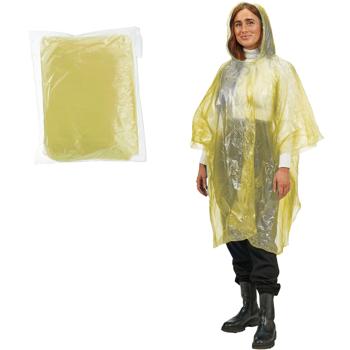 Notfall Regenponcho gelb - schützt zuverlässig vor Regen - leicht & platzsparend (20g) - mit Kapuze & Ärmeln - robuster PE Kunststoff - 122x125cm