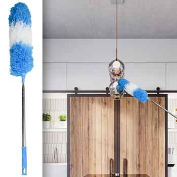 Flexibler Staubwedel mit Teleskop-Griff aus Edelstahl, ausziehbar von 78 bis 248 cm, antistatisch & waschbar, ideal für hohe Decken & schwer erreichbare Stellen