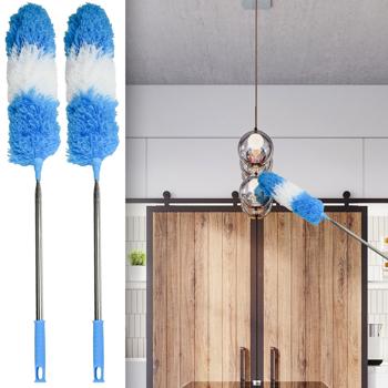 2er-Set Flexibler Staubwedel mit Teleskop-Griff aus Edelstahl, ausziehbar von 78 bis 248 cm, antistatisch & waschbar, für schwer erreichbare Stellen