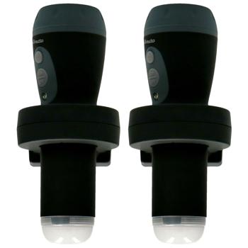 Preview: 2er-Set Akku LED-Taschenlampe: 200lm, Einschaltautomatik, Nachtlicht, schwarz - Automatik Notlicht & Taschenlampe in Einem – Praktisch & Zuverlässig