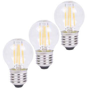 3er-Set LED-Filament-Lampe, LED-Glühbirne E27, G45, 4W, 400 lm, 2500K, warmweiss, dimmbar – stilvolle Lichtatmosphäre