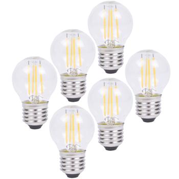 6er-Set Energieeffiziente LED-Filament-Lampe, LED-Glühbirne E27, G45, 4W, 400 lm, 2500K, warmweiss, dimmbar – stilvolle Lichtatmosphäre