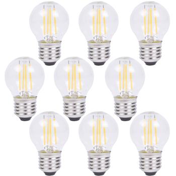 9er-Set Energieeffiziente LED-Filament-Lampe, LED-Glühbirne E27, G45, 4W, 400 lm, 2500K, warmweiss, dimmbar – stilvolle Lichtatmosphäre