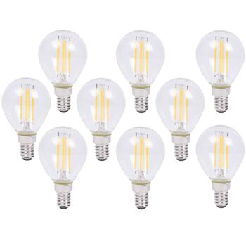 9er-Set LED-Filament-Lampe G45 E14 - Dimmbar, warmweiss 2500K, 360° Rundumbeleuchtung für gemütliche Atmosphäre - 4W, 400lm, 20.000h Lebensdauer