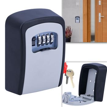 Extra sicherer Mini Schlüssel-Safe mit Zahlenschloss, robustem Aluminium Gehäuse und Schutzklappe - wetterfest für drinnen und draussen