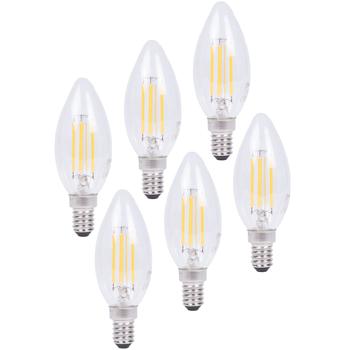 6er-Set LED-Filament-Kerzenlampe C35 E14 - 4W 400lm 2500K warmweiss dimmbar - 360° Rundumbeleuchtung für gemütliche Wohnatmosphäre - 20.000 Std. Lebensdauer