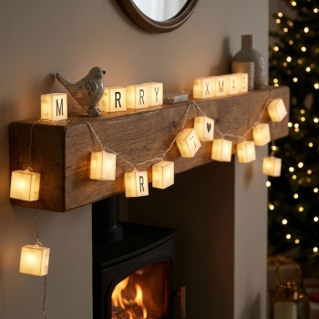 2er-Set Lichterkette für Grussbotschaften - 90 Buchstaben, Zahlen & Zeichen - 20 LED-Leuchtboxen - Batteriebetrieben - Kabellos - Indoor Deko