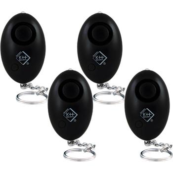 4er-Set Lautstarker 120 dB Personenalarm mit LED-Taschenlampe, schwarz, persönliche Sicherheit, hohe Abschreckung, Taschenalarm für Notfälle