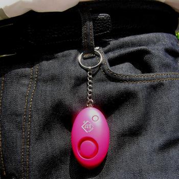 Preview: 4er-Set Personenalarm inkl. LED-Licht - 120dB Lautstärke, Notfall-Selbstverteidigung & Taschenlampe für Kinder, Senioren - Pink - Schlüsselanhänger