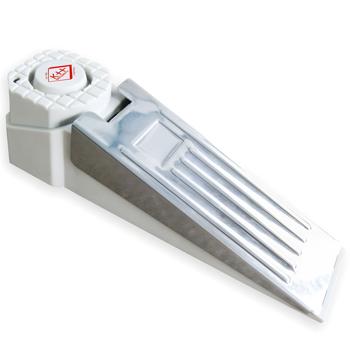 Kompakter Türstopper mit 120 dB Alarmfunktion, LED, weiss-grau, batteriebetrieben, robuste Bauweise, für mehr Sicherheit im Alltag