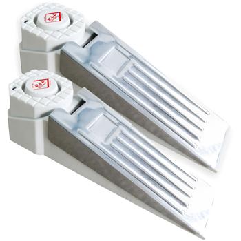 2er-Set Kompakter Türstopper mit 120 dB Alarmfunktion, LED, weiss-grau, batteriebetrieben, robuste Bauweise, für mehr Sicherheit im Alltag