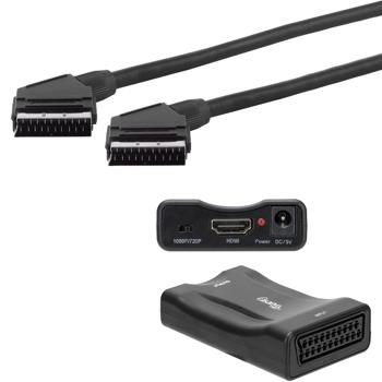 Scart zu HDMI Konverter, 720p/1080p, inkl. 1,5m Scart-Kabel – Verbinden Sie alte Geräte mit modernen HDMI-Fernsehern