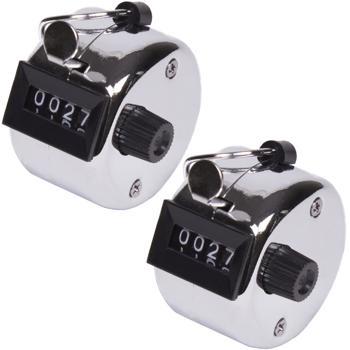 2er-Set Mechanischer Handzähler aus Metall - Zählt Waren, Personen & Laufrunden bis 9999 - Ohne Batterien, mit Reset-Knopf & Daumenring - Sport & Lager