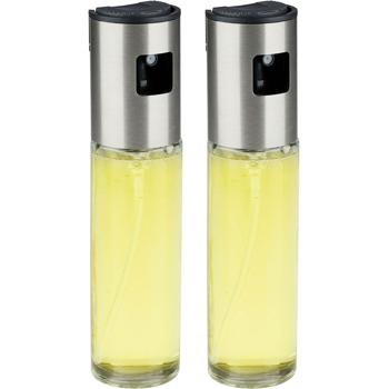 2er-Set Feine Ölsprühflasche 100ml - Präzises Dosieren für Kochen Backen Salate Grillen Heissluftfritteuse - Hygienisch- Zerstäuber für Öl Essig Saucen