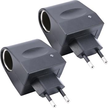 2er-Set Mini-Spannungswandler 230V auf 12V - Für Zigarettenanzünder-Geräte bis 12W im Hotel Büro Camping - Ideal für Reisen mit Handy Navi Smartphone