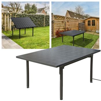 Solar Gartentisch mit 410W & Wechselrichter – Tisch-Kraftwerk für Balkon & Garten – Wetterfeste, nachhaltige Energiequelle mit App