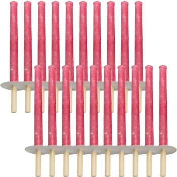 Preview: 20er-Set Wachsfackeln - Holzgriff & Handschutzteller - 60 min Brenndauer - Ideal für Gartenfest Hochzeit & Camping - Hergestellt in Deutschland