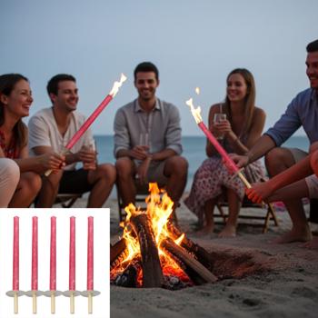 Outdoor-Fackelset (5 Stück): 45cm Wachsfackeln mit 75 Min Brenndauer, Holzgriff & Handschutz. Ideal für Garten, Camping & Events