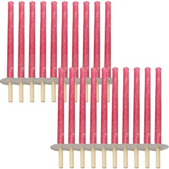 Preview: Outdoor-Fackelset (20 Stück): 45cm Wachsfackeln mit 75 Min Brenndauer, Holzgriff & Handschutz. Ideal für Garten, Camping & Events