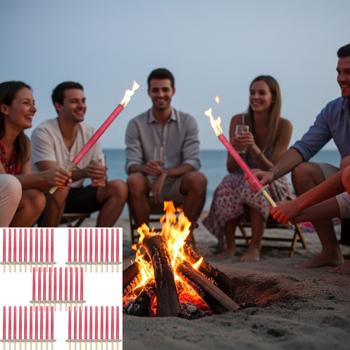 Outdoor-Fackelset (50 Stück): 45cm Wachsfackeln mit 75 Min Brenndauer, Holzgriff & Handschutz. Ideal für Garten, Camping & Events