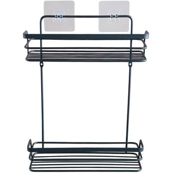 Duschkorb Metall 2 Etagen schwarz - selbstklebend ohne Bohren für Shampoo & Duschgel - 26,4x10,5x35 cm - 2kg Belastbarkeit je Korb