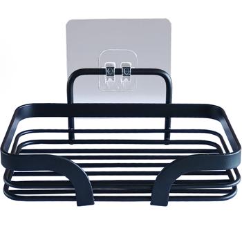 Seifenablage aus Metall Schwarz - Hygienische Aufbewahrung & längere Haltbarkeit für Seife - 14x9,2x5,6 cm - Selbstklebende Montage ohne Bohren für Bad