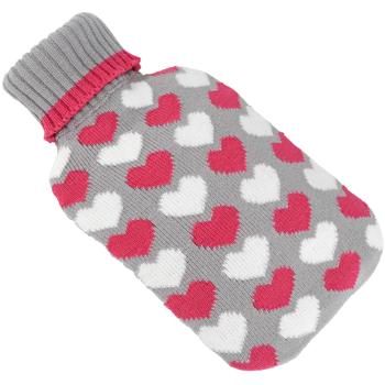 Preview: Wärmflasche mit Herz-Bezug - 2 Liter Fassungsvermögen - Bettwärmer, Schmerzlinderung, Kühlung im Sommer - Für Kinder und Erwachsene