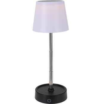 Preview: Akku LED-Tischlampe mit verstellbarer Höhe, 11,5 - 29,5 cm, 118lm, IP44, weiss-schwarz, klassisch formschönes Design 