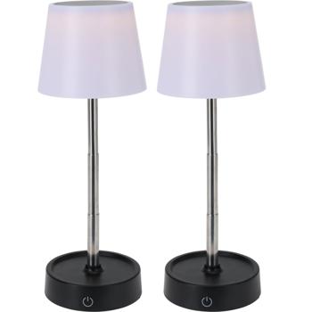 Preview: 2er-Set Akku LED-Tischlampe mit verstellbarer Höhe, 11,5 - 29,5 cm, 118lm, IP44, schwarz